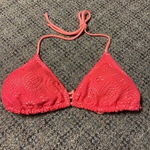 No Boundaries Coral Orange Pink String Eyelet Bikini Top * Size M (7-9)